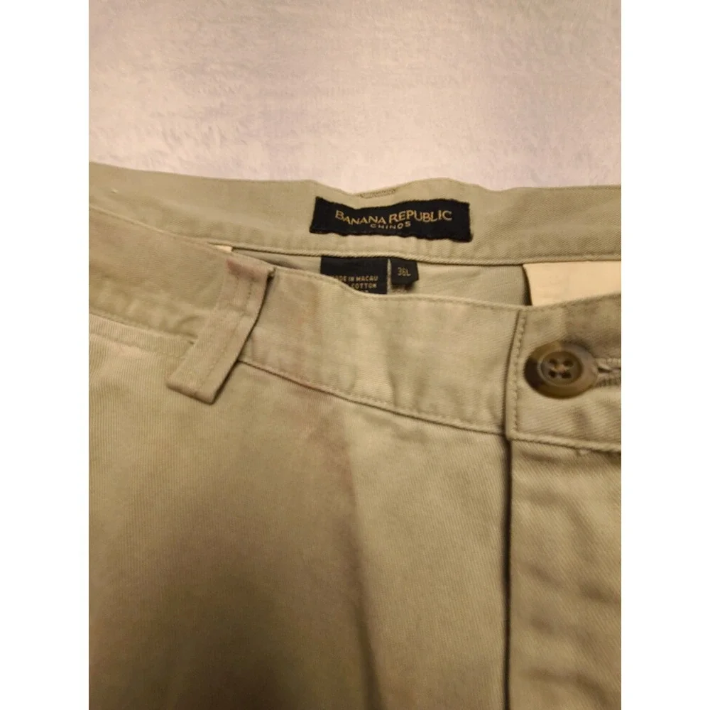 Banana Republic Chinos Men's 36x31 Khaki Tan 100% Cotton Flat Front Casual Pants